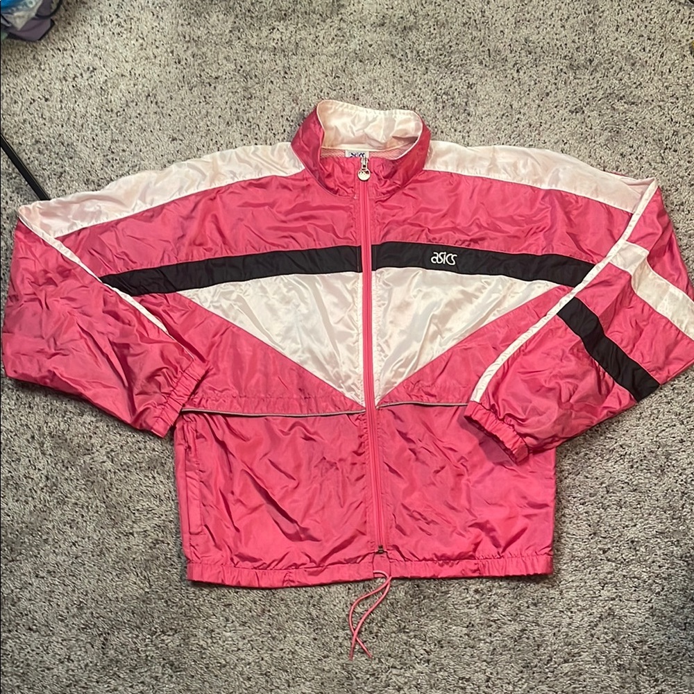 Vintage ASICS Pink Zip Up Woman’s‎ Windbreaker Size Large